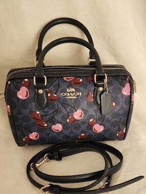 Coach Denim Signature Cherry Print Satchel